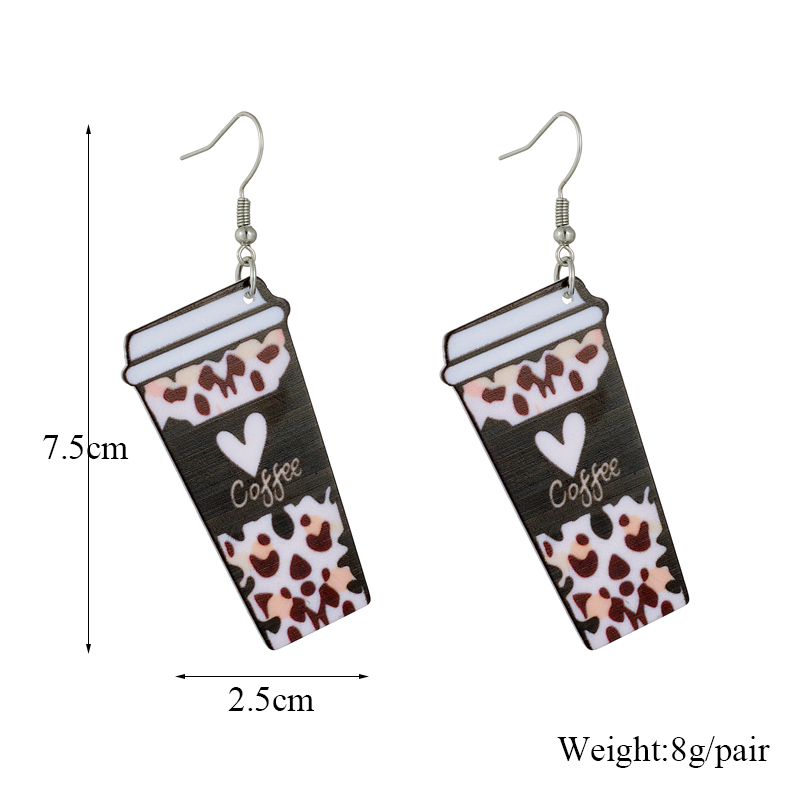 Cartoon Style Cup Leopard Arylic Women's Drop Earrings display picture 1