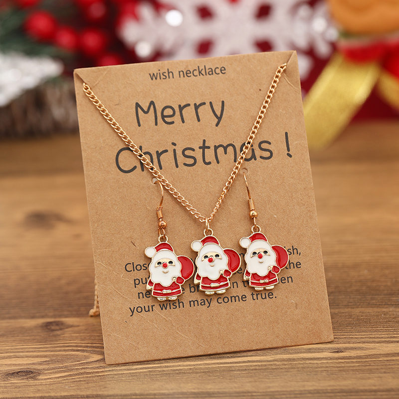 Cartoon Style Santa Claus Alloy Enamel Christmas Women's Earrings Necklace display picture 1