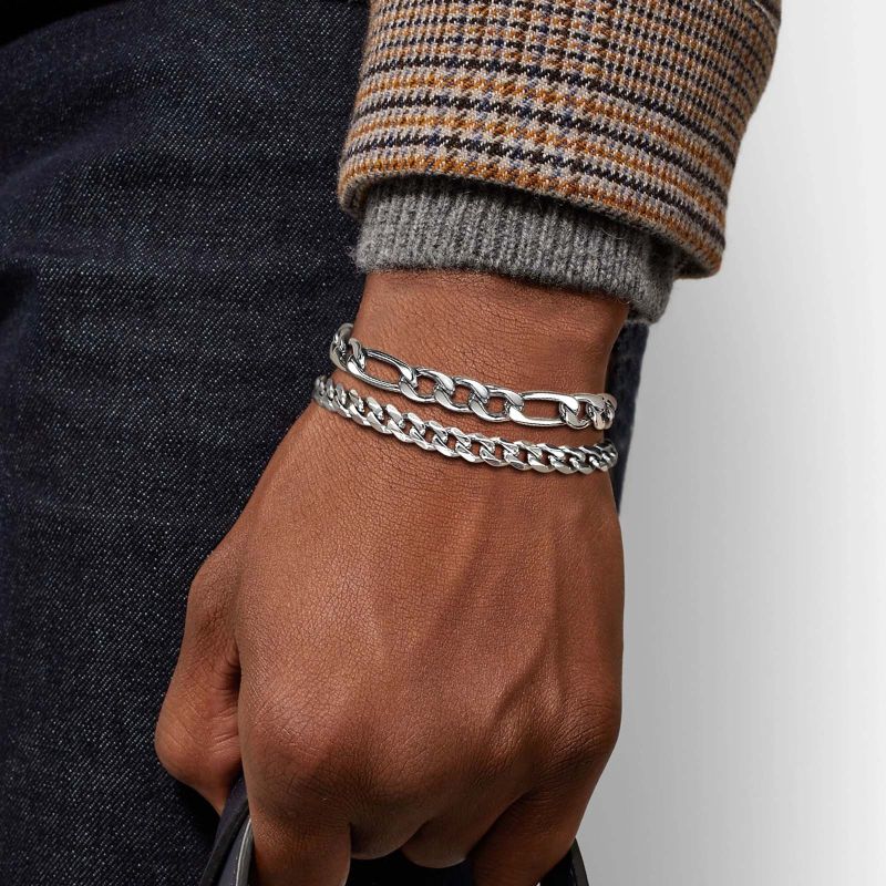 Hip-Hop Rock Simple Style Solid Color Stainless Steel Layered Men'S Bracelets display picture 7