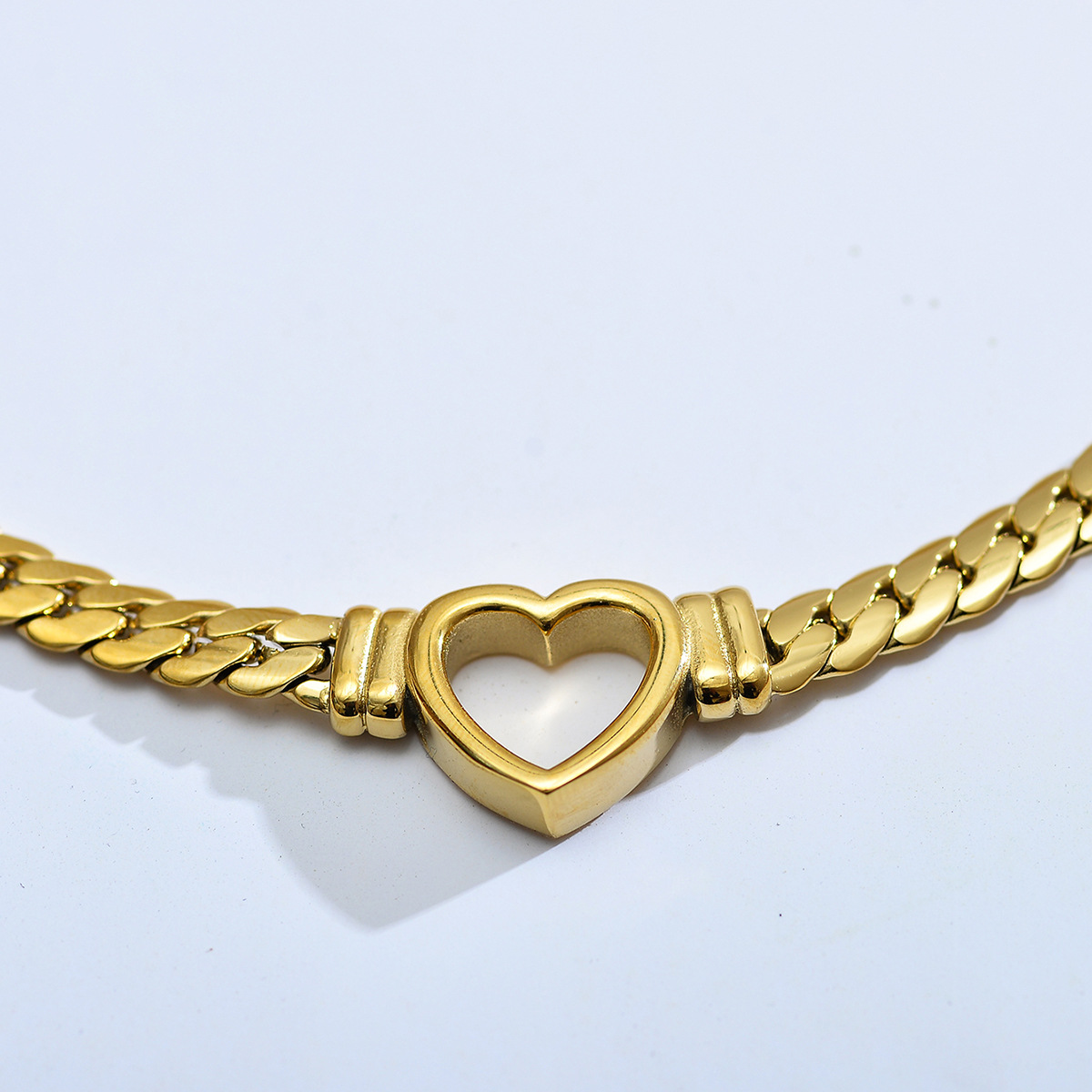 Hip-hop Punk Heart Shape Stainless Steel Plating White Gold Plated Gold Plated Necklace display picture 4