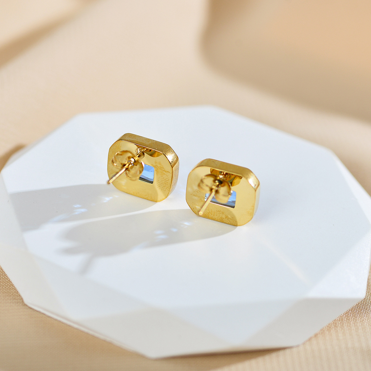 1 Pair Elegant Rectangle Inlay Stainless Steel Zircon Ear Studs display picture 2