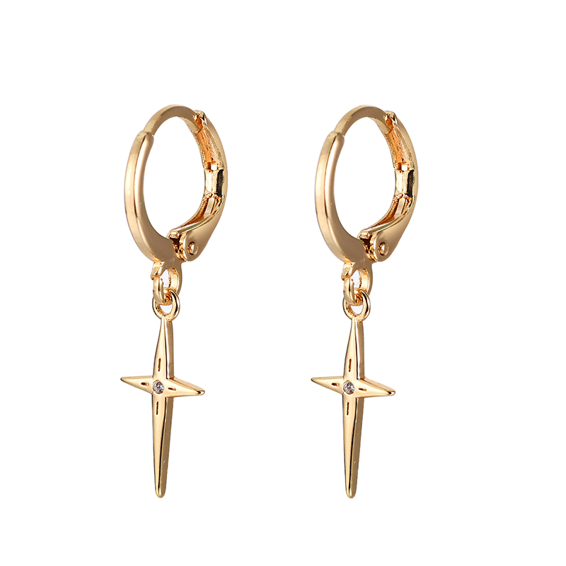1 Pair Simple Style Commute Cross Plating Inlay Copper Zircon Gold Plated Silver Plated Drop Earrings display picture 1