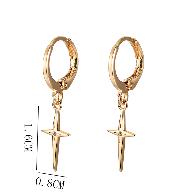 1 Pair Simple Style Commute Cross Plating Inlay Copper Zircon Gold Plated Silver Plated Drop Earrings display picture 2
