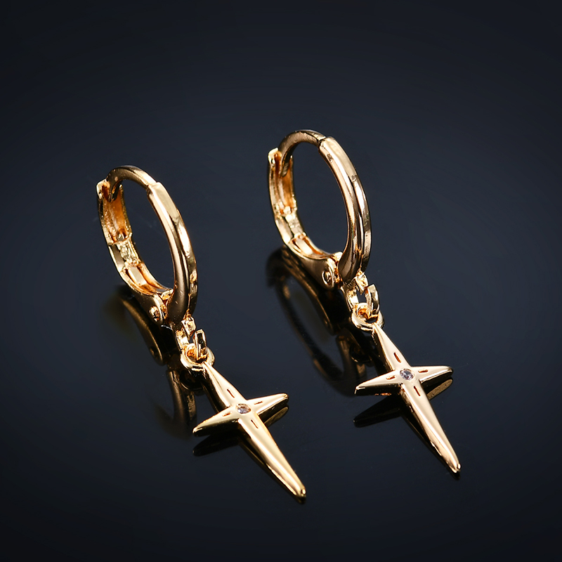 1 Pair Simple Style Commute Cross Plating Inlay Copper Zircon Gold Plated Silver Plated Drop Earrings display picture 5