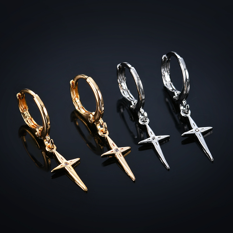 1 Pair Simple Style Commute Cross Plating Inlay Copper Zircon Gold Plated Silver Plated Drop Earrings display picture 6
