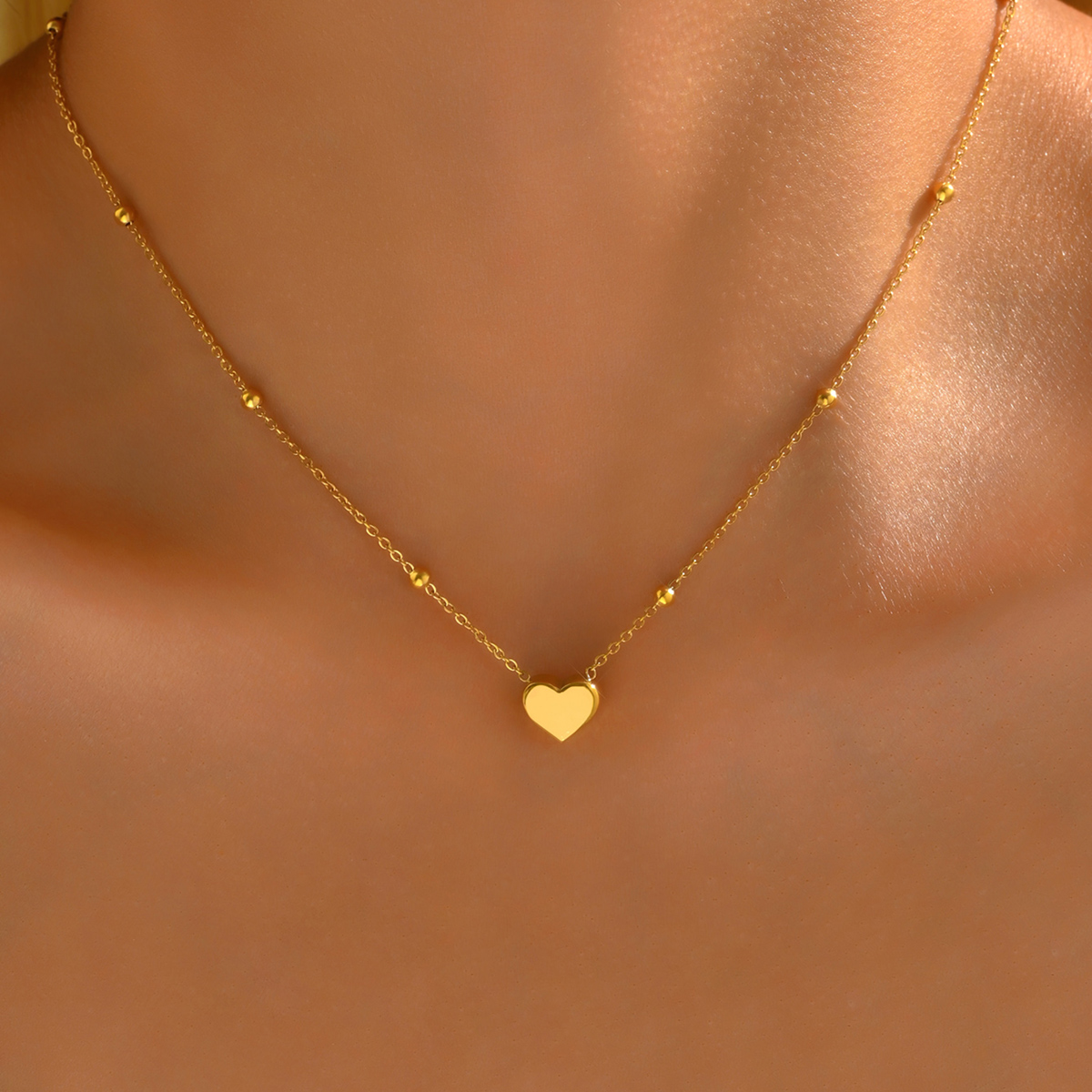 201 Stainless Steel 18K Gold Plated Simple Style Plating Inlay Letter Square Heart Shape Shell Necklace display picture 6