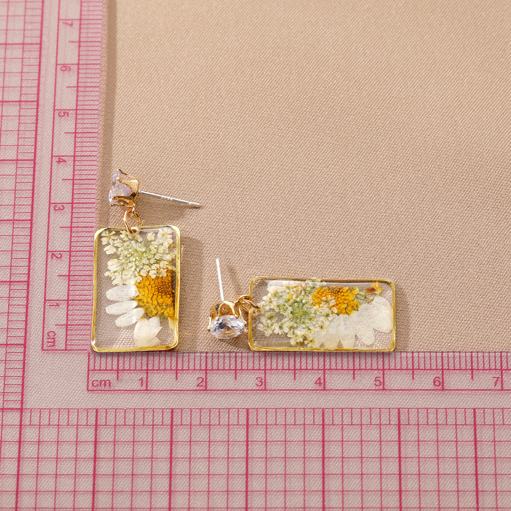 Pastoral Flower Resin Epoxy Inlay Rhinestones Women's Drop Earrings display picture 3