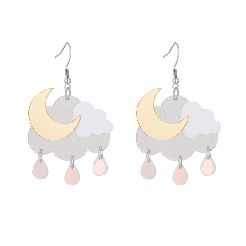 Sweet Clouds Moon Water Droplets Arylic Women's Drop Earrings display picture 1
