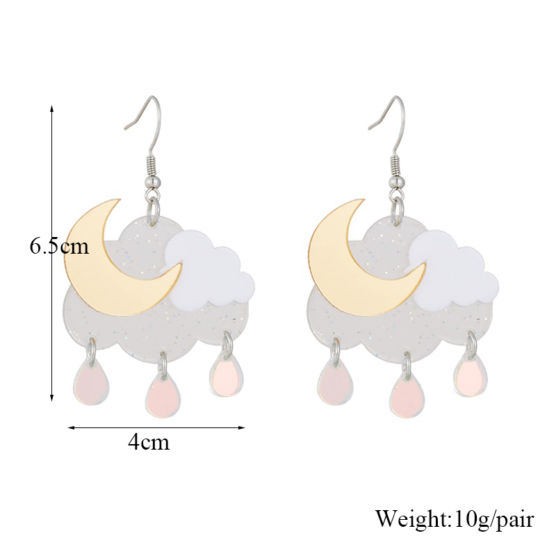 Sweet Clouds Moon Water Droplets Arylic Women's Drop Earrings display picture 2