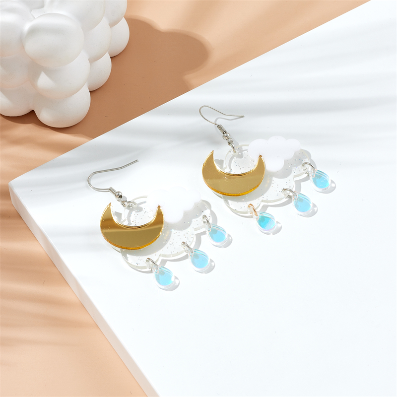 Sweet Clouds Moon Water Droplets Arylic Women's Drop Earrings display picture 3