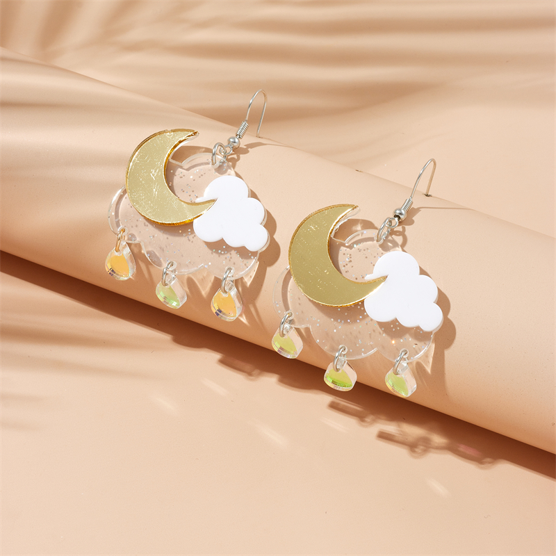 Sweet Clouds Moon Water Droplets Arylic Women's Drop Earrings display picture 5