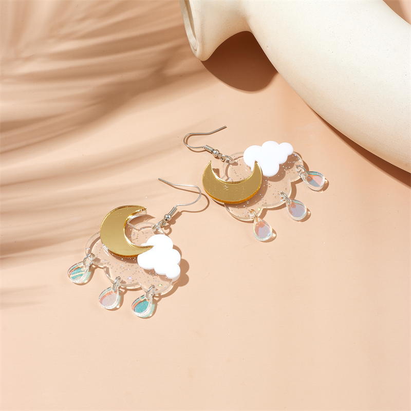 Sweet Clouds Moon Water Droplets Arylic Women's Drop Earrings display picture 4