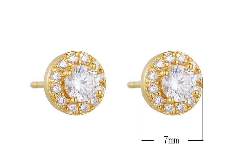 1 Pair Elegant Commute Round Inlay Sterling Silver Zircon Ear Studs display picture 5