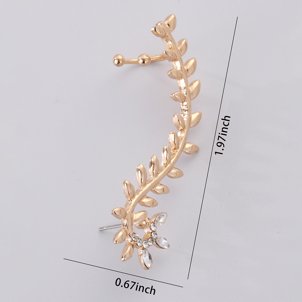Glam Cute Leaves Alloy Inlay Rhinestones Women's Ear Clips display picture 1