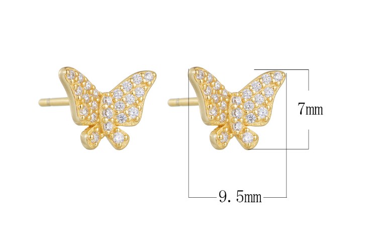 1 Pair Elegant Shiny Butterfly Inlay Sterling Silver Zircon Ear Studs display picture 6