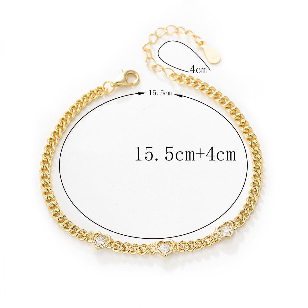 Style Simple Forme De Cœur Argent Sterling Incruster Zircon Bracelets display picture 6