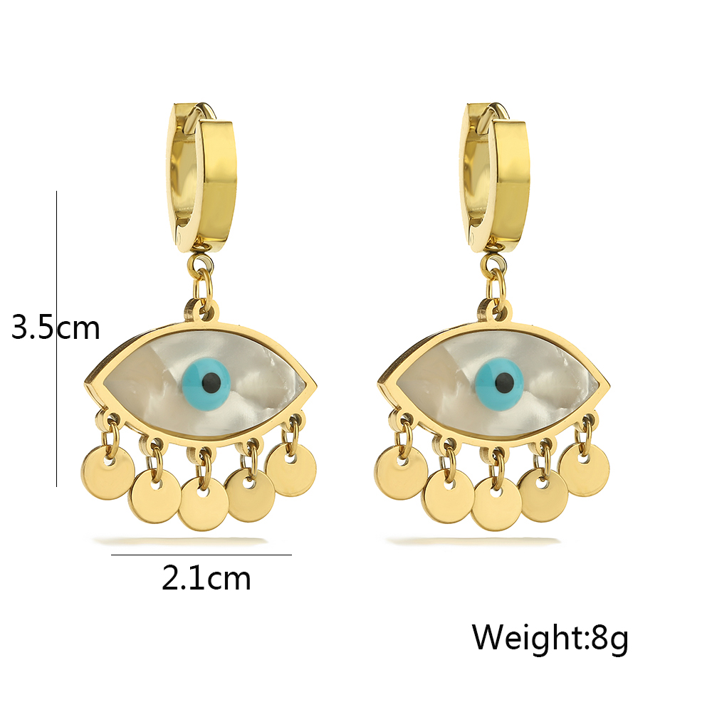 1 Pair Modern Style Artistic Devil's Eye Plating Titanium Steel 18k Gold Plated Drop Earrings display picture 1
