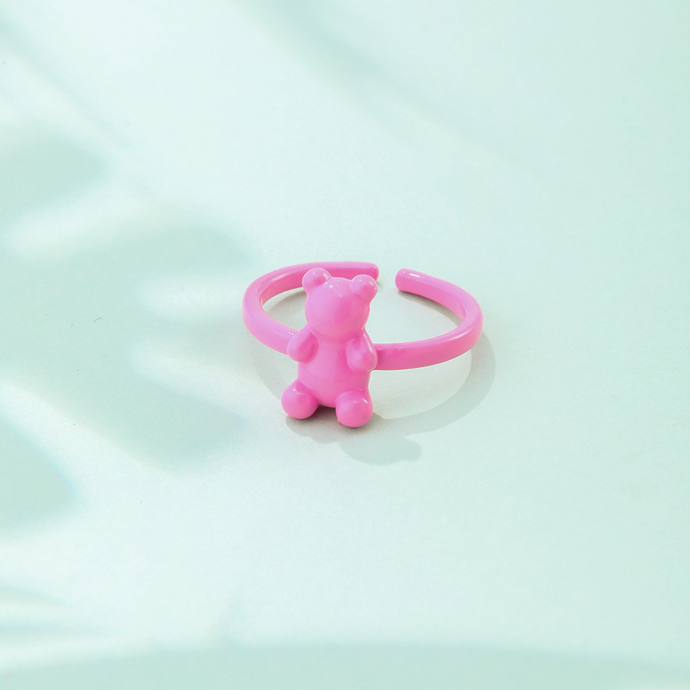 Wholesale Jewelry Cute Bear Alloy Enamel Plating Open Ring display picture 14