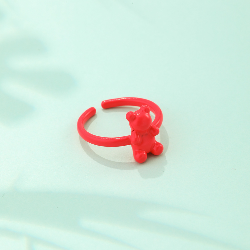 Wholesale Jewelry Cute Bear Alloy Enamel Plating Open Ring display picture 8