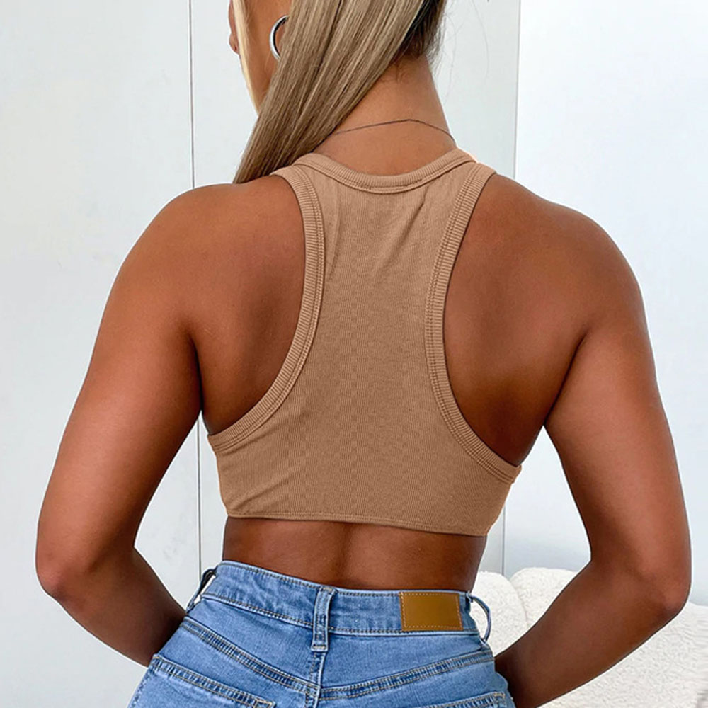 Women's Racerback Tank Tops Wrap Crop Top Tank Tops Backless Casual Basic Simple Style Solid Color display picture 3