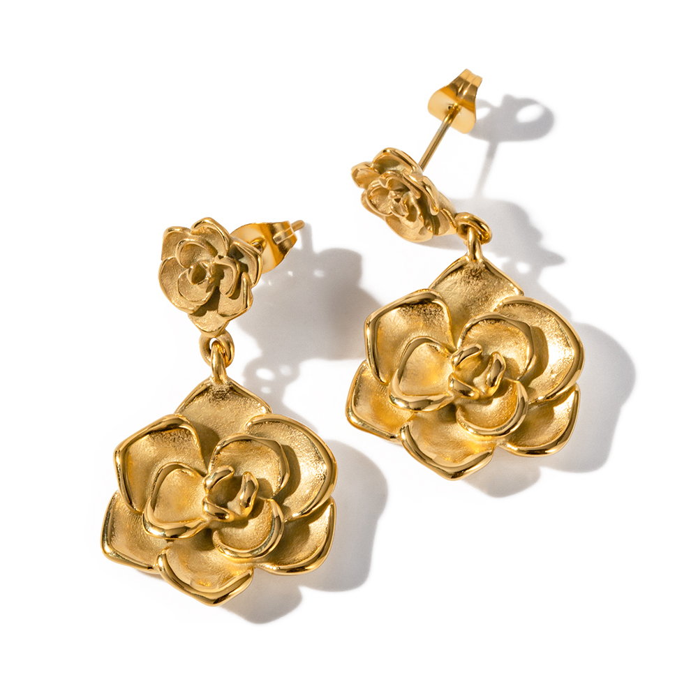 1 Pair Ig Style Rose Plating Stainless Steel 18k Gold Plated Dangling Earrings display picture 5