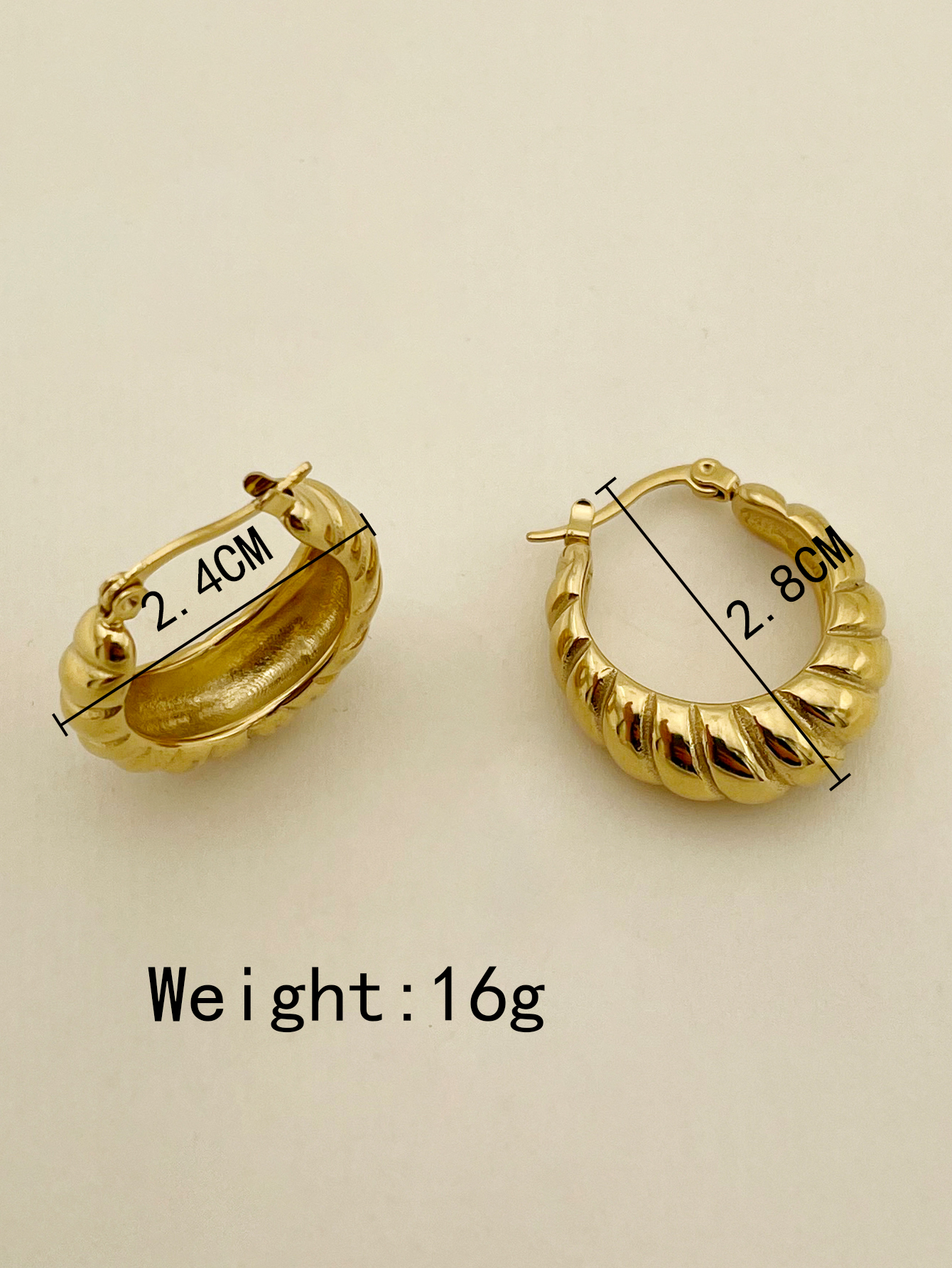 1 Pair IG Style Geometric Plating 304 Stainless Steel 14K Gold Plated Earrings display picture 4
