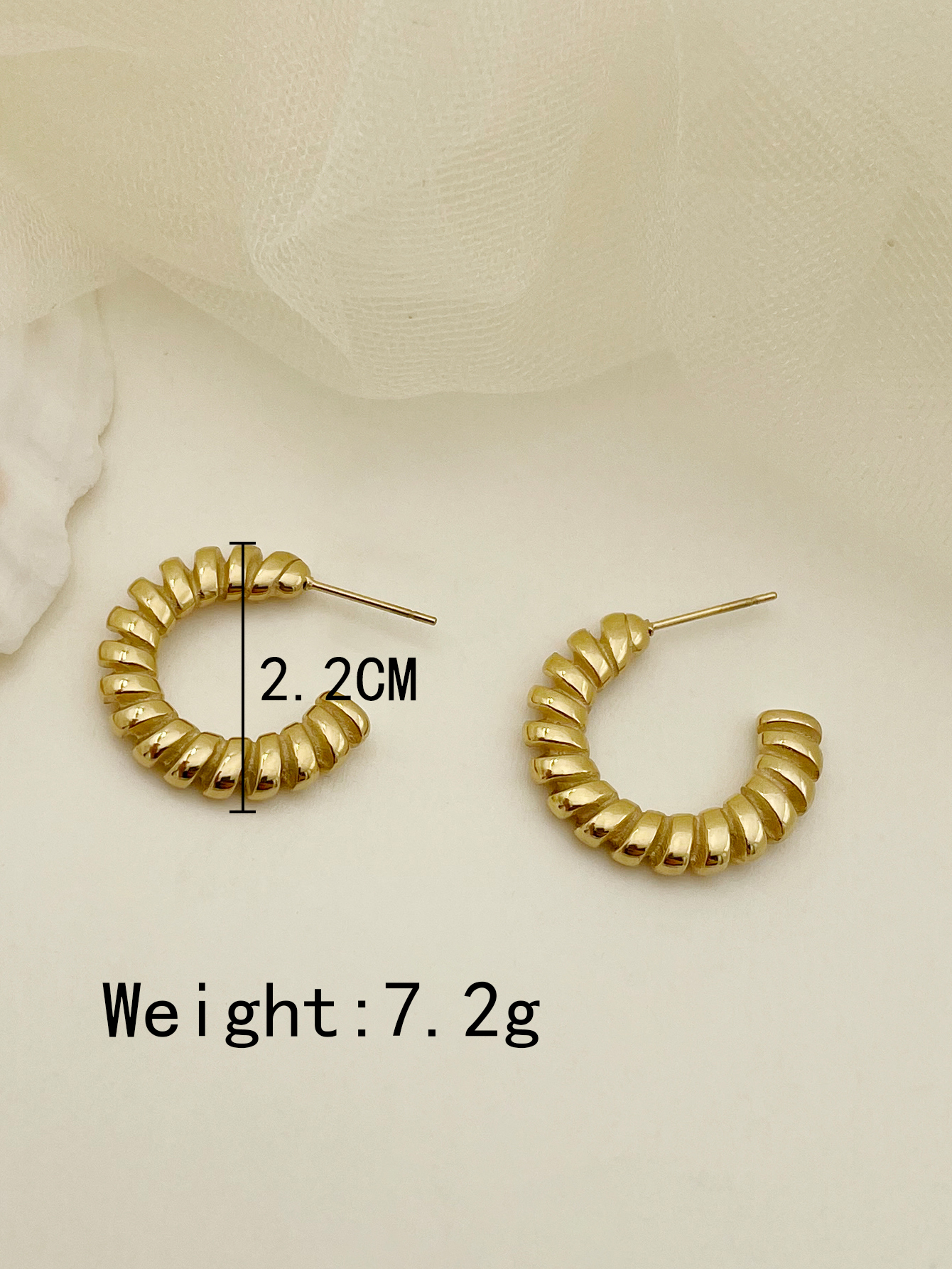 1 Pair IG Style Geometric Plating 304 Stainless Steel 14K Gold Plated Earrings display picture 3