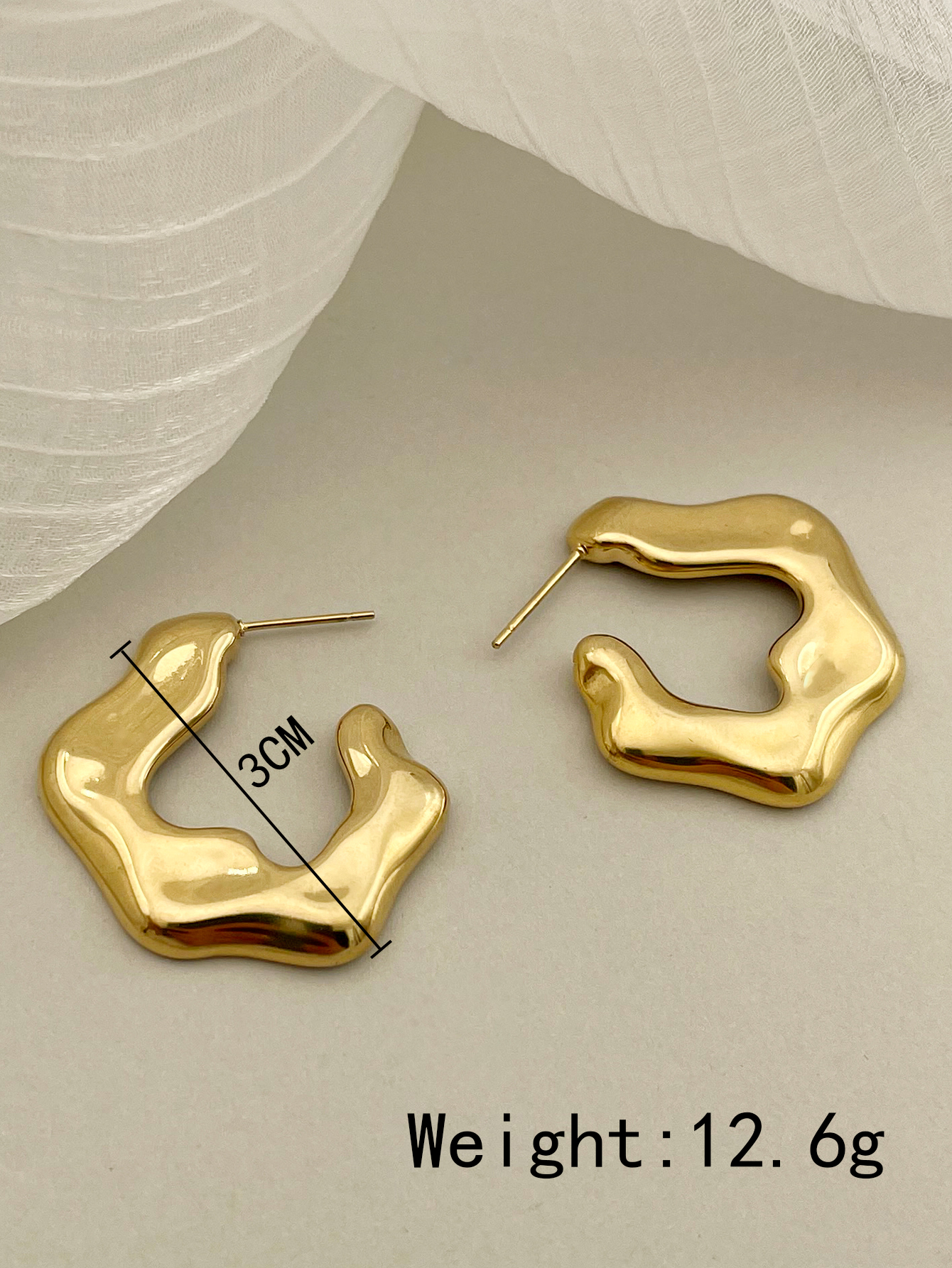 1 Pair Retro Geometric Plating 304 Stainless Steel 14K Gold Plated Earrings display picture 5