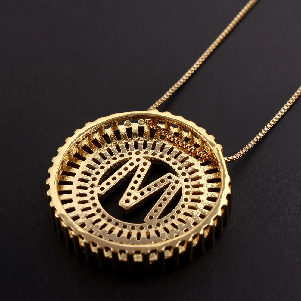 Commute Letter Copper Plating Inlay Zircon Gold Plated Pendant Necklace display picture 3