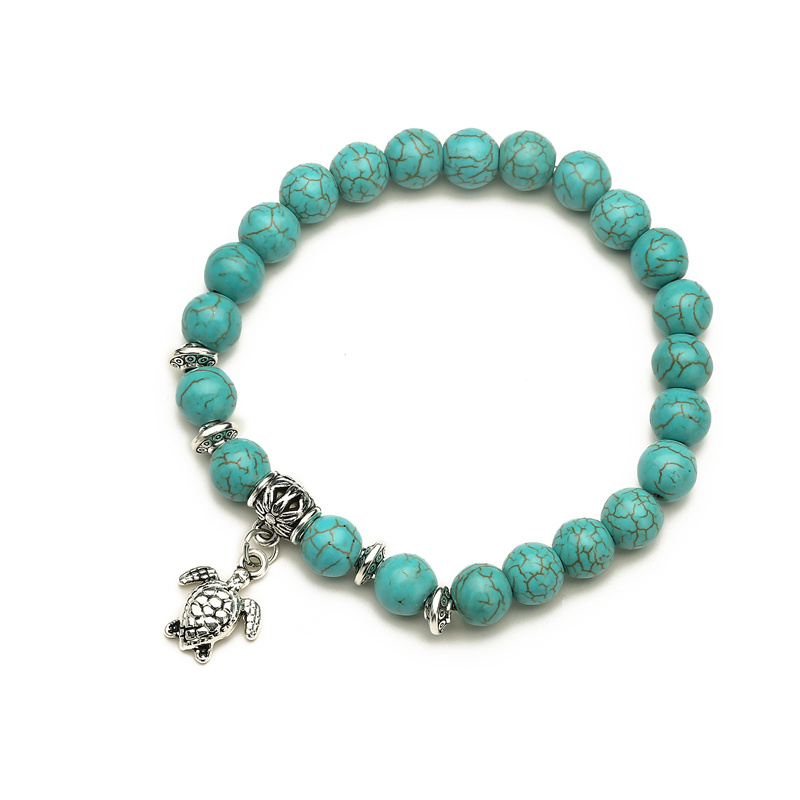 Retro Ethnic Style Animal Heart Shape Mermaid Stainless Steel Turquoise Beaded Inlay Artificial Pearls Bracelets display picture 2