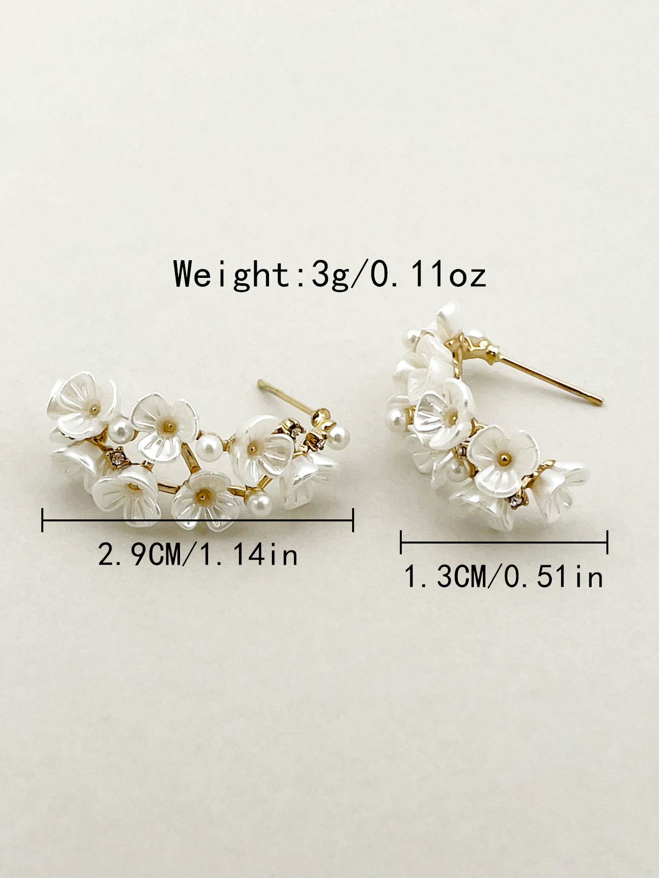 1 Pair Elegant Flower Plating Inlay 304 Stainless Steel Pearl Shell 14K Gold Plated Ear Studs display picture 3