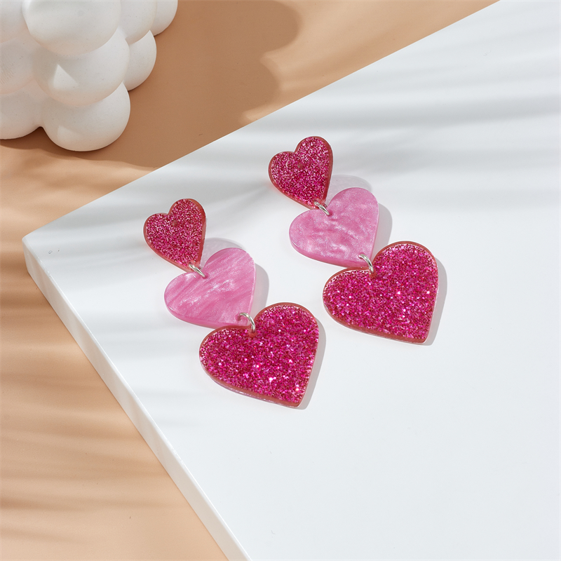 Sweet Heart Shape Arylic Sequins Women's Drop Earrings display picture 2