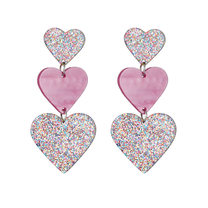 Sweet Heart Shape Arylic Sequins Women's Drop Earrings display picture 5