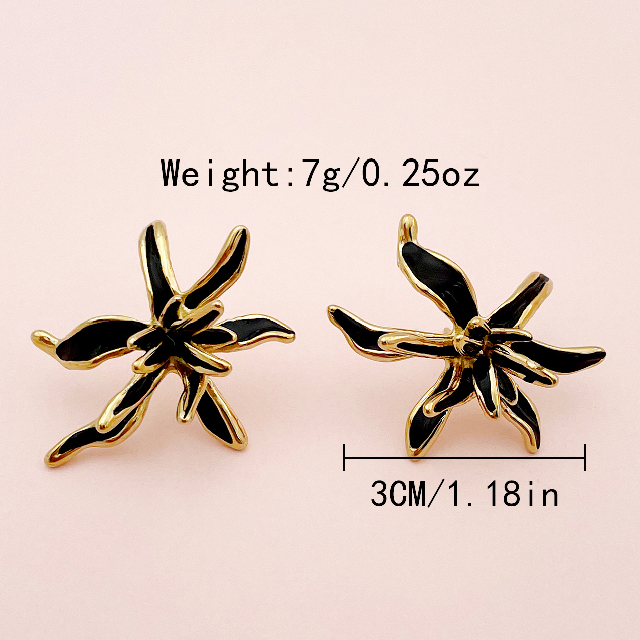 1 Pair IG Style Flower Enamel Plating 304 Stainless Steel 14K Gold Plated Ear Studs display picture 2