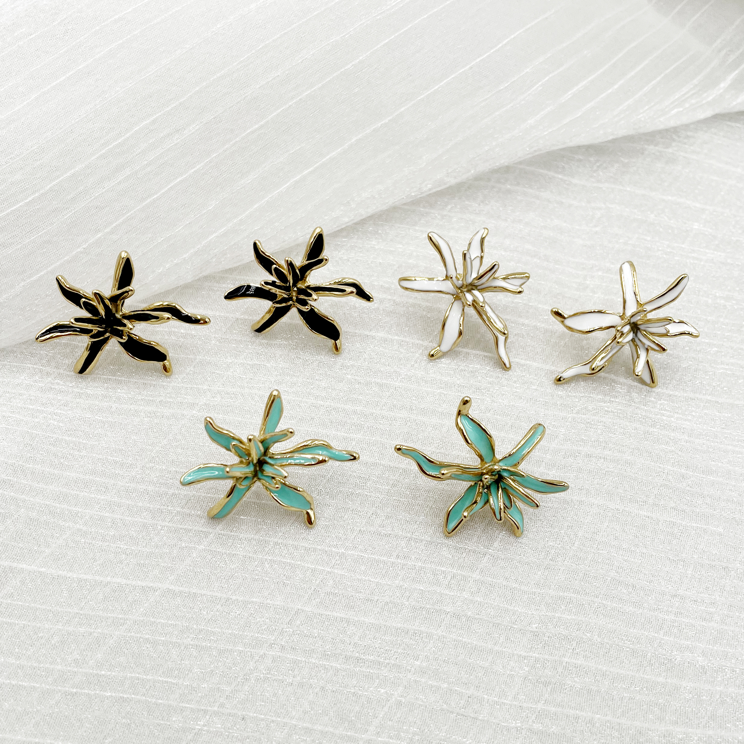 1 Pair IG Style Flower Enamel Plating 304 Stainless Steel 14K Gold Plated Ear Studs display picture 6