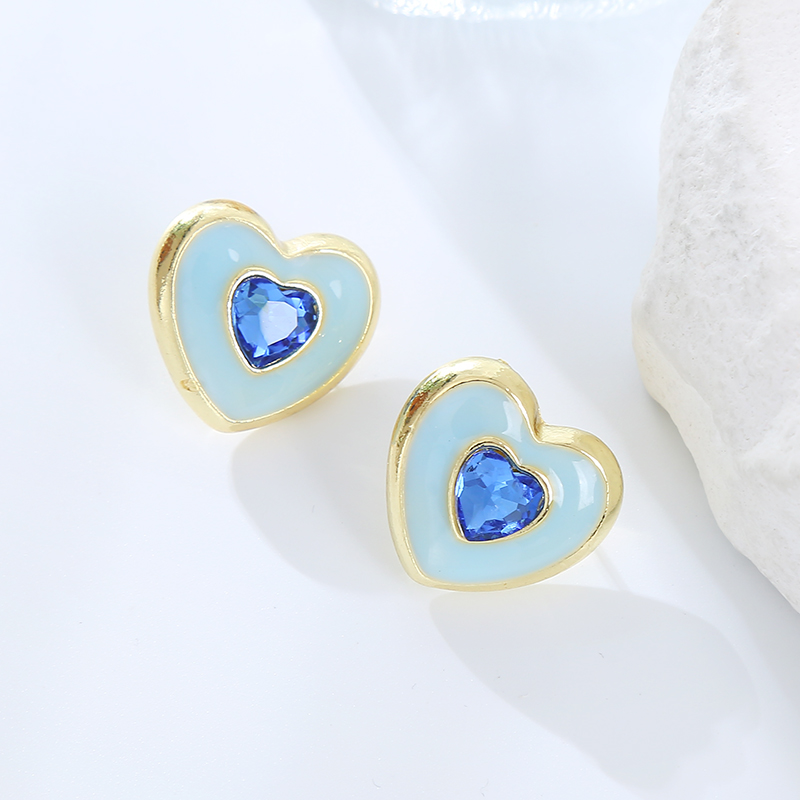 Sweet Artistic Heart Shape Alloy Plating Inlay Rhinestones Gold Plated Women's Ear Studs display picture 6