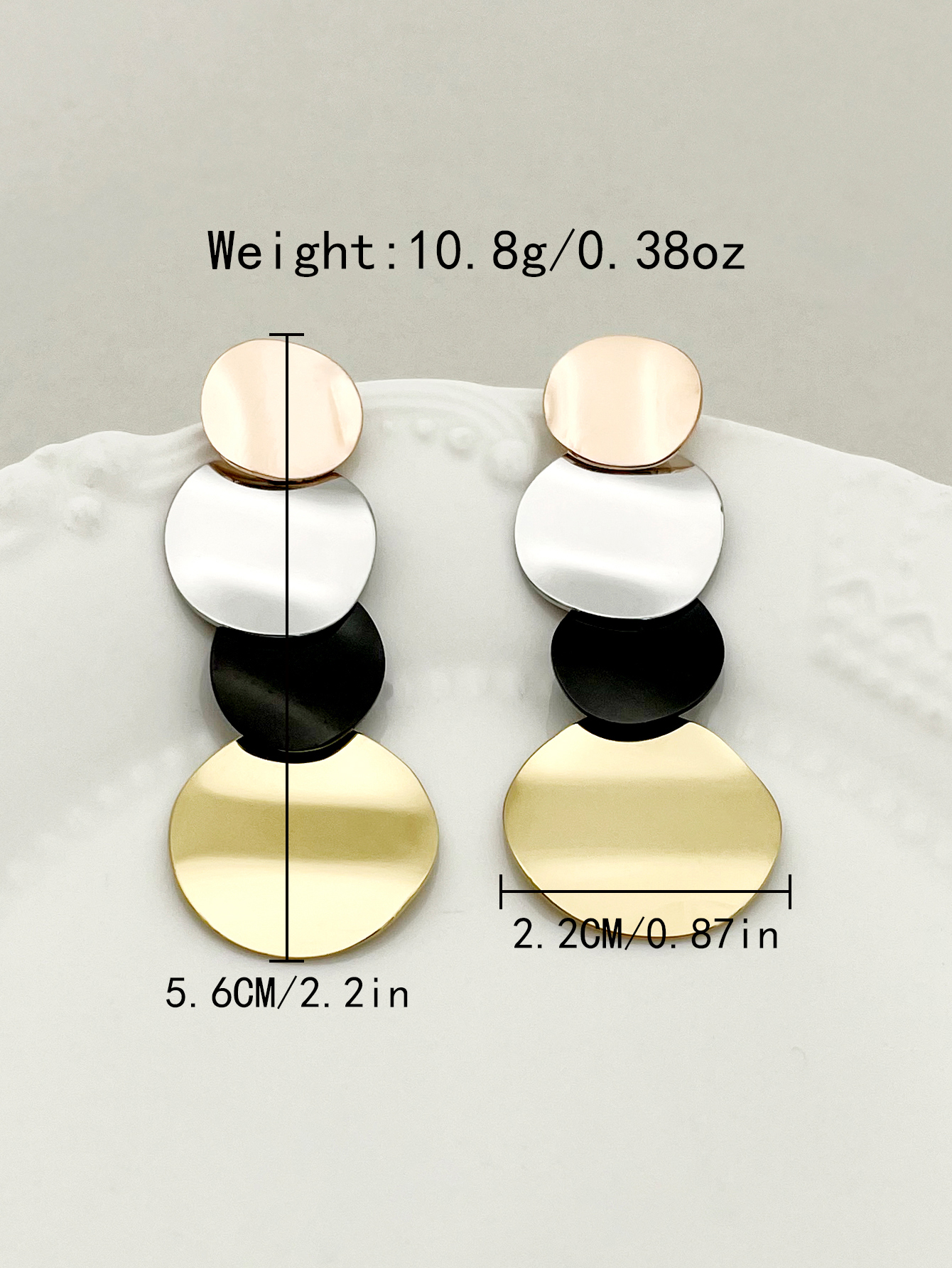 1 Pair Exaggerated Round Plating 304 Stainless Steel 14K Gold Plated Rose Gold Plated Drop Earrings display picture 4