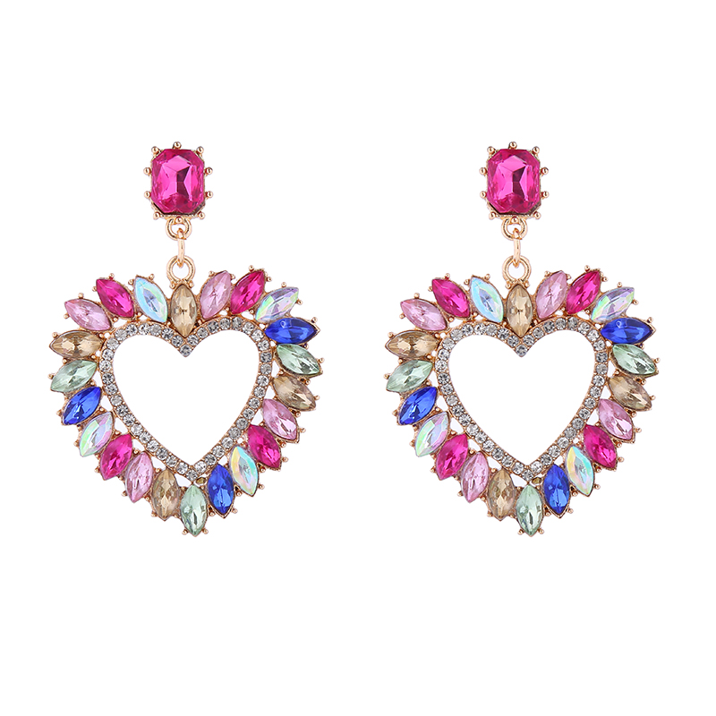 Elegant Luxurious Heart Shape Alloy Plating Inlay Rhinestones Gold Plated Women's Drop Earrings display picture 11