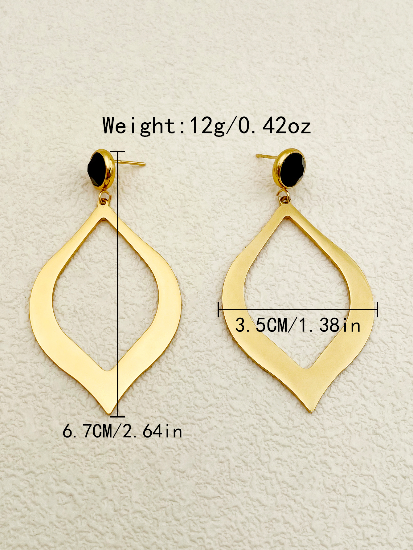 1 Pair Simple Style Geometric Plating Inlay 304 Stainless Steel Natural Stone Glass Stone 14K Gold Plated Drop Earrings display picture 3
