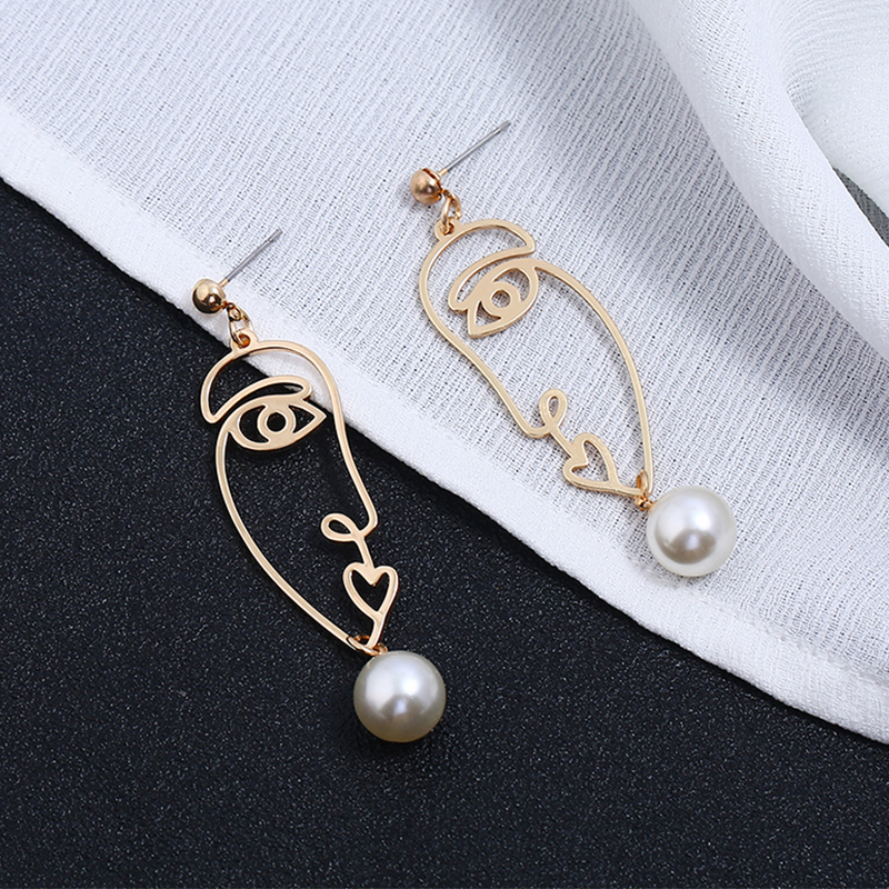 Elegant Abstract Alloy Plating Inlay Artificial Pearls Women's Earrings Necklace display picture 3