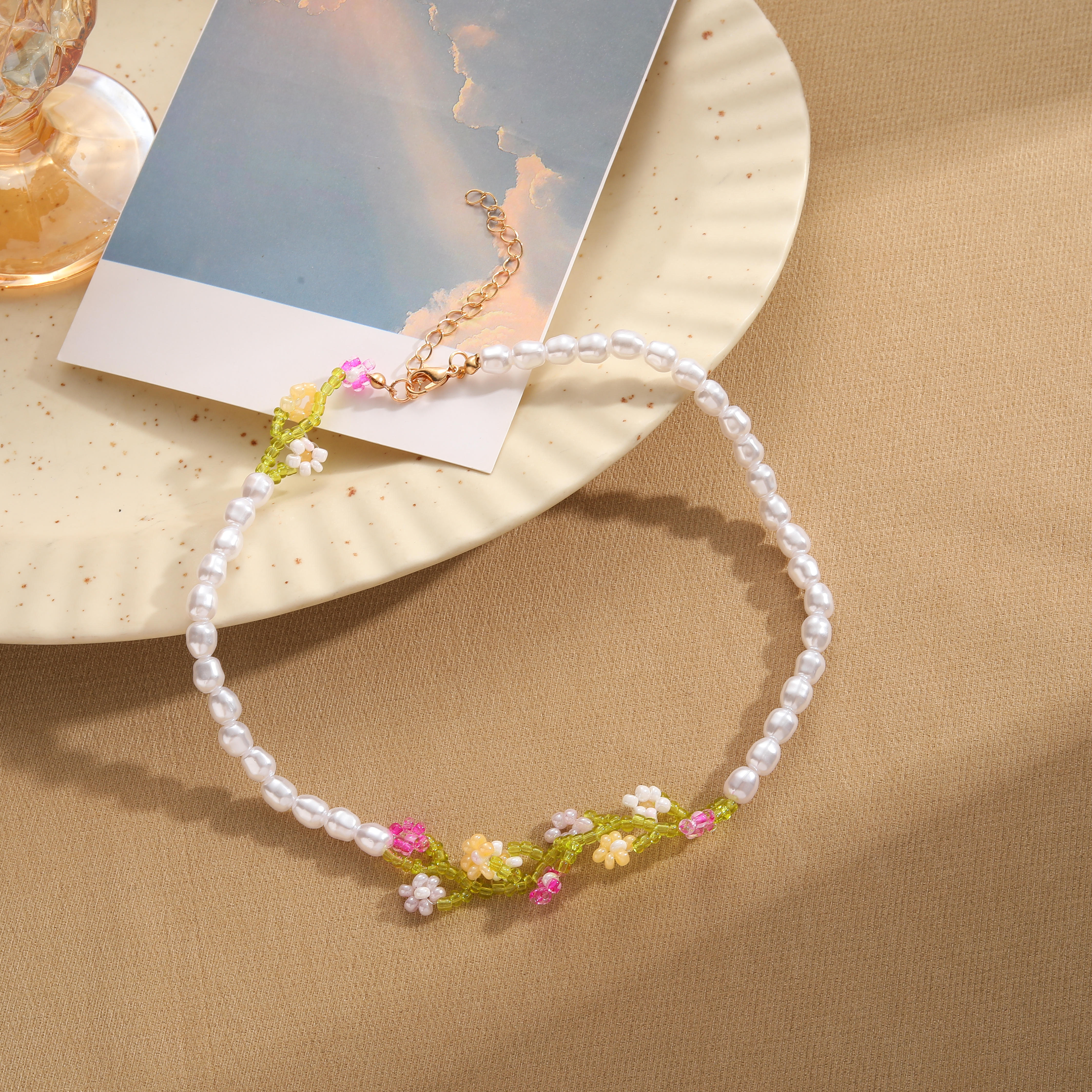 Elegant Lady Bohemian Flower Abs Pearl/bead/glass/metal Beaded Women's Necklace display picture 3