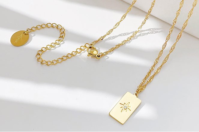 Elegant Lady Star Rectangle Stainless Steel Titanium Steel Plating Pendant Necklace display picture 2