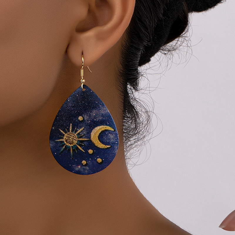 Retro Vacation Sun Moon Starfish Arylic Plating Women's Drop Earrings display picture 7