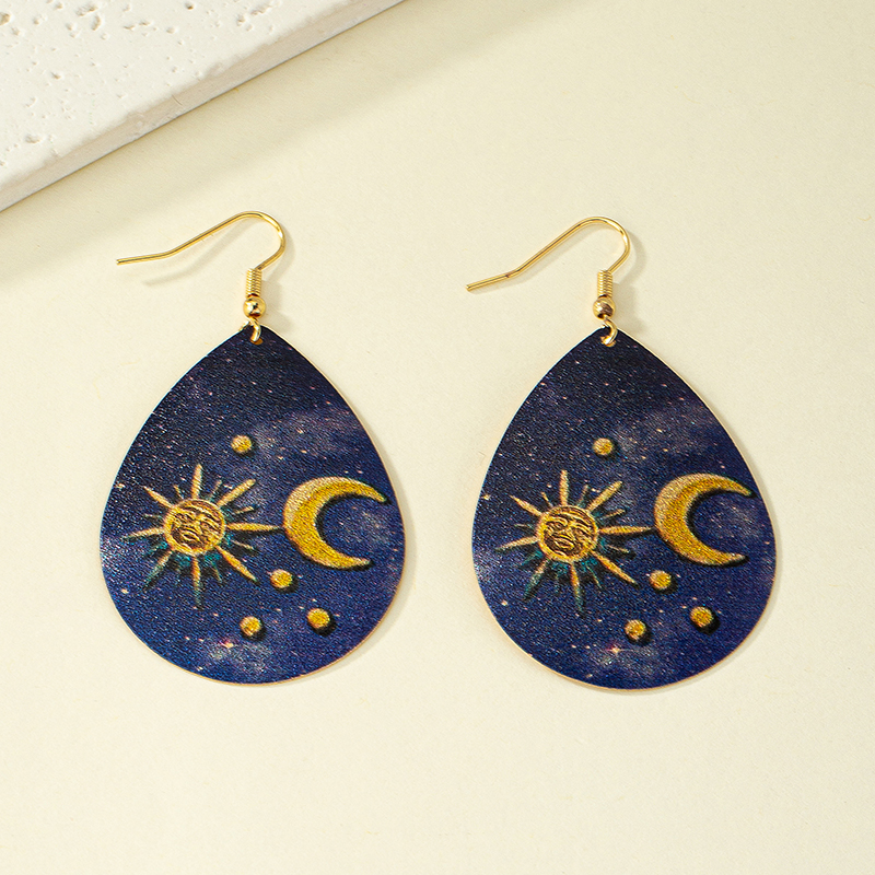 Retro Vacation Sun Moon Starfish Arylic Plating Women's Drop Earrings display picture 8