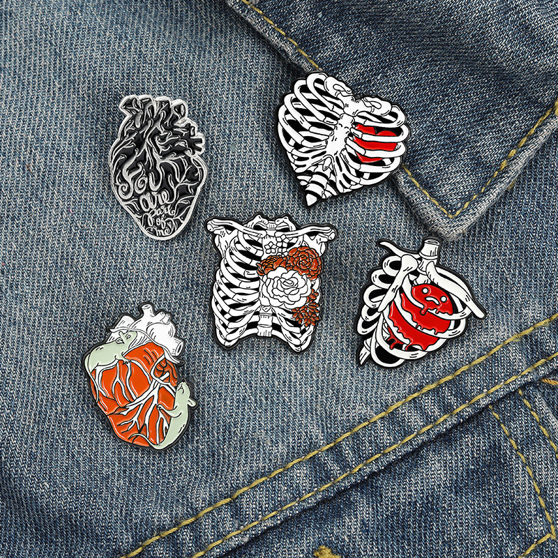 Punk Heart Skeleton Skull Alloy Stamping Stoving Varnish Plating Unisex Brooches display picture 8
