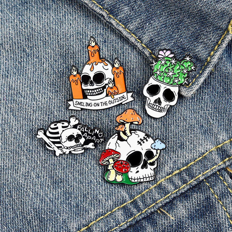 Punk Heart Skeleton Skull Alloy Stamping Stoving Varnish Plating Unisex Brooches display picture 9