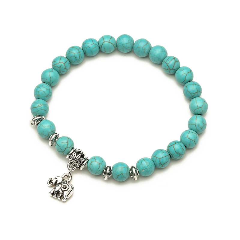 Retro Ethnic Style Animal Heart Shape Mermaid Stainless Steel Turquoise Beaded Inlay Artificial Pearls Bracelets display picture 7