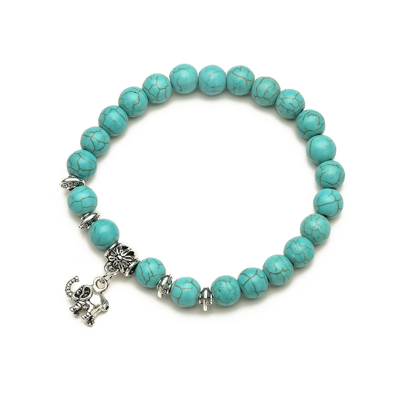 Retro Ethnic Style Animal Heart Shape Mermaid Stainless Steel Turquoise Beaded Inlay Artificial Pearls Bracelets display picture 4