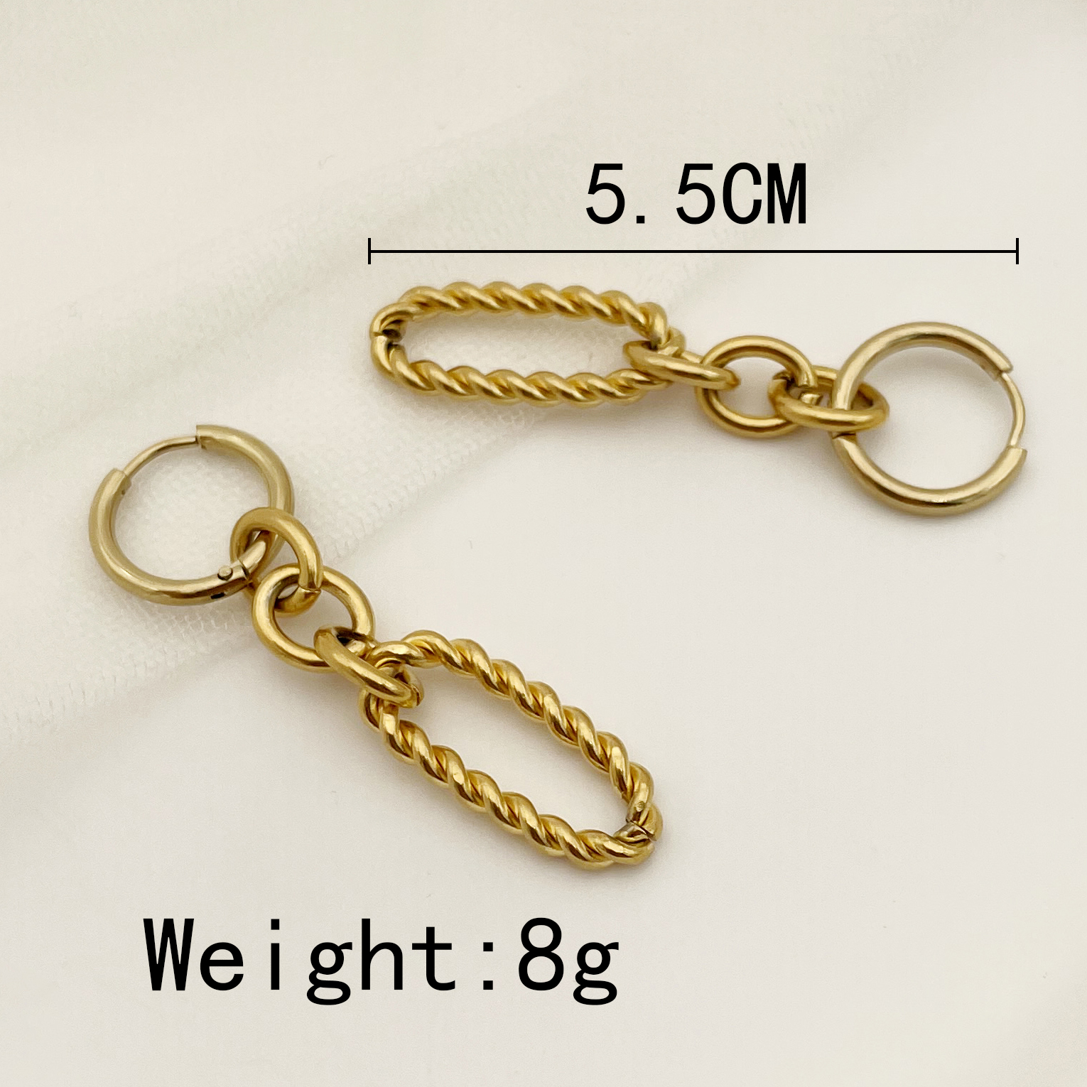 1 Pair Simple Style Solid Color Chain Plating 304 Stainless Steel Gold Plated Drop Earrings display picture 1