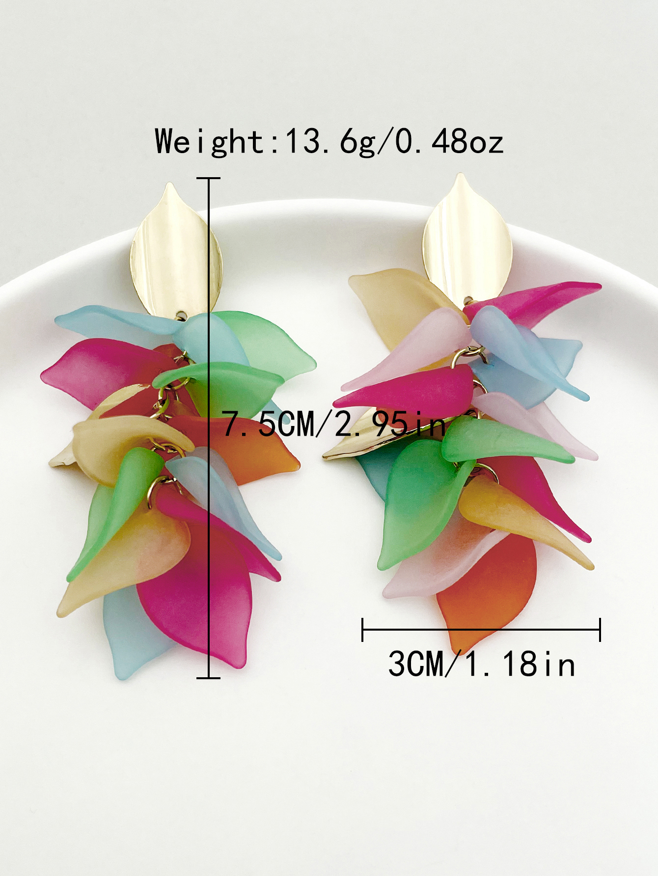 1 Pair Vacation Artistic Colorful Plating 304 Stainless Steel Arylic 14K Gold Plated Drop Earrings display picture 3